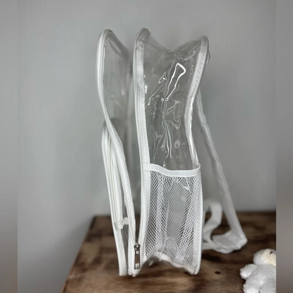 NWOT 3PCS Transparent Backpack & 2 Small Bags Heavy PVC Large Stadium Approved